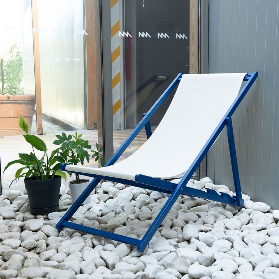 Ron Chillong Ahşap Şezlong Mavi