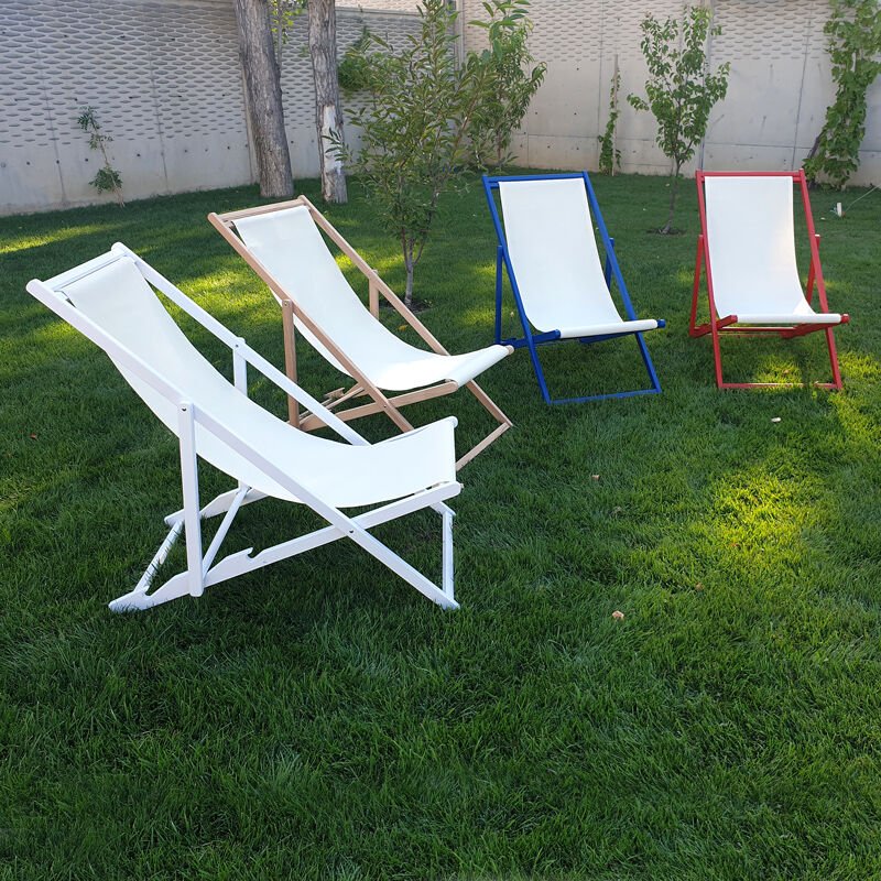 Ron Chillong Ahşap Şezlong Kırmızı