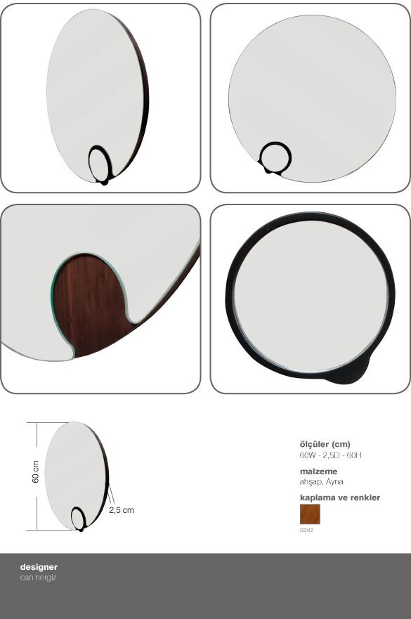 Akis 20 Duvar Aynası Meşe-Siyah