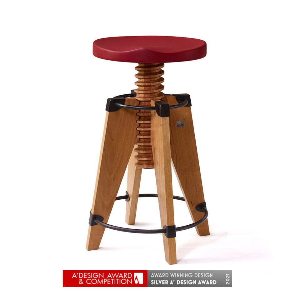 Burgu Ahşap Tabure Kırmızı