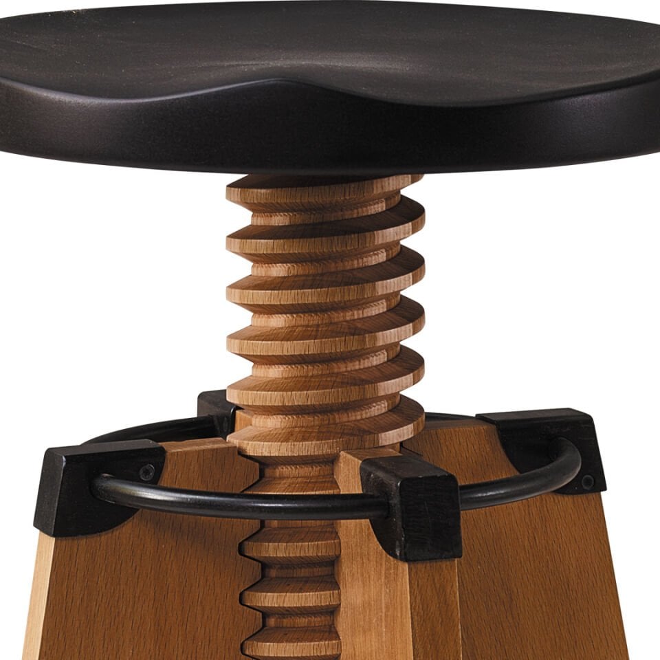 Burgu Ahşap Tabure Siyah