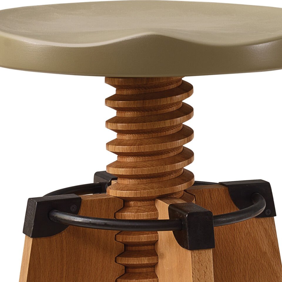 Burgu Ahşap Tabure Yeşil