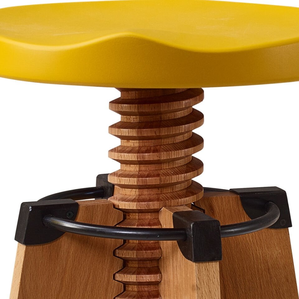 Burgu Ahşap Tabure Sarı