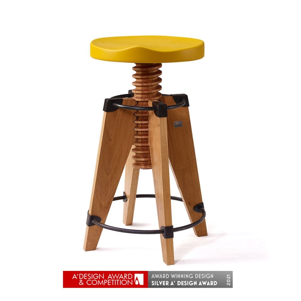 Burgu Ahşap Tabure Sarı