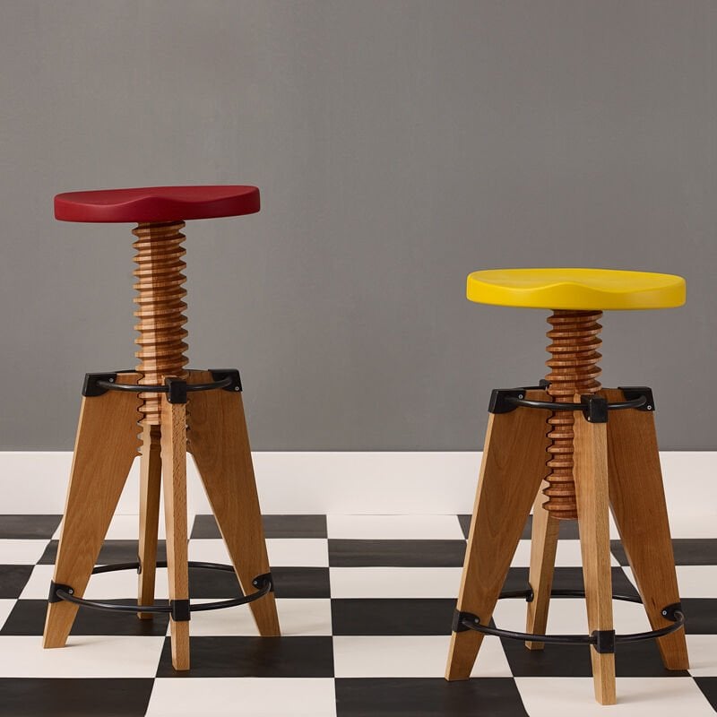 Burgu Ahşap Tabure Sarı