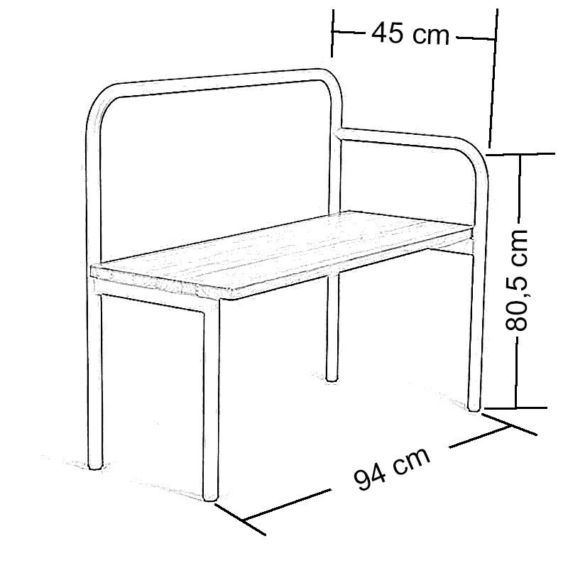 Ron U Bench Renkli Siyah-Meşe