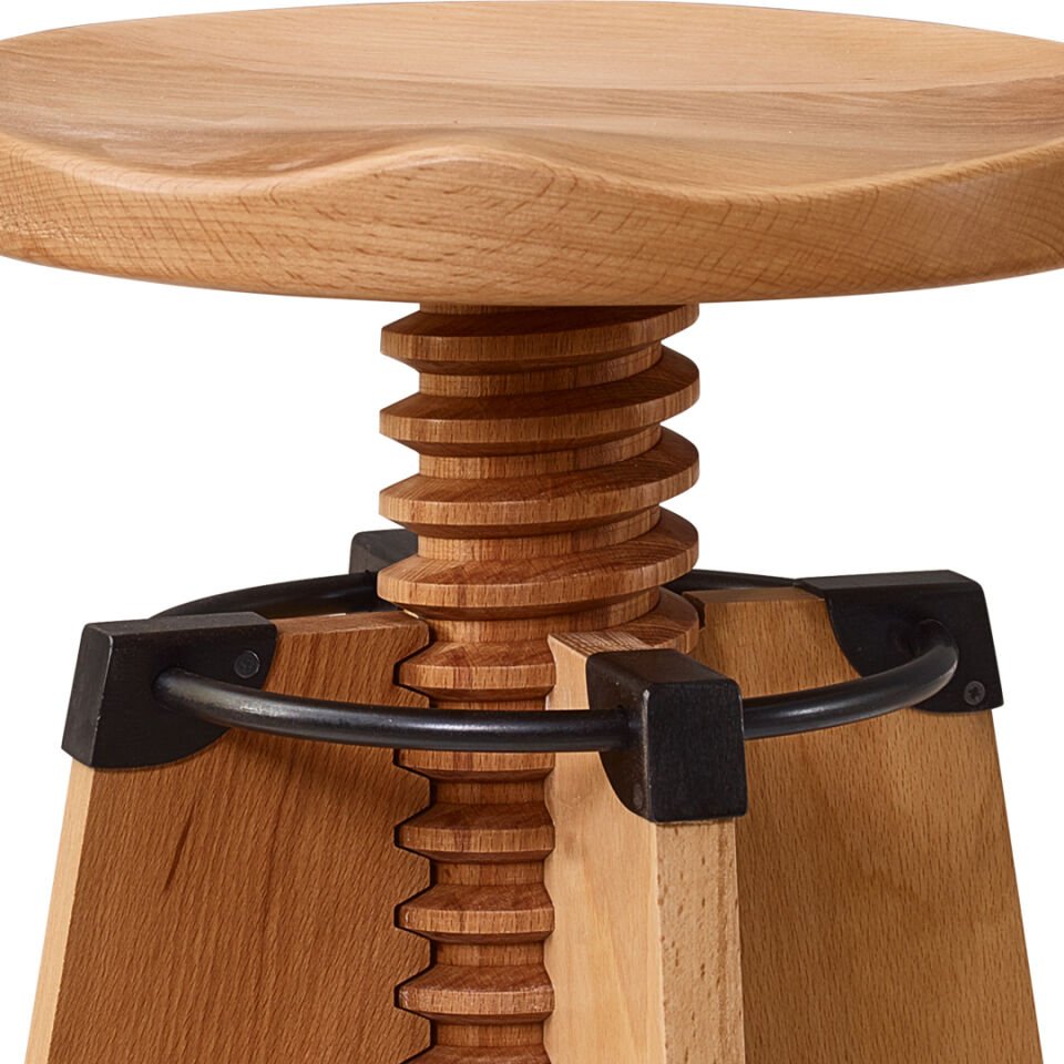 Burgu Ahşap Tabure Naturel