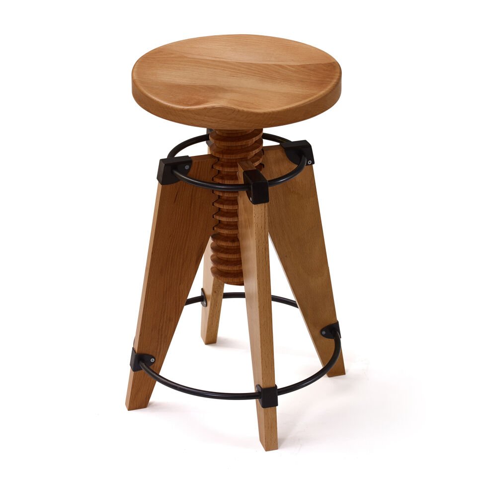 Burgu Ahşap Tabure Naturel