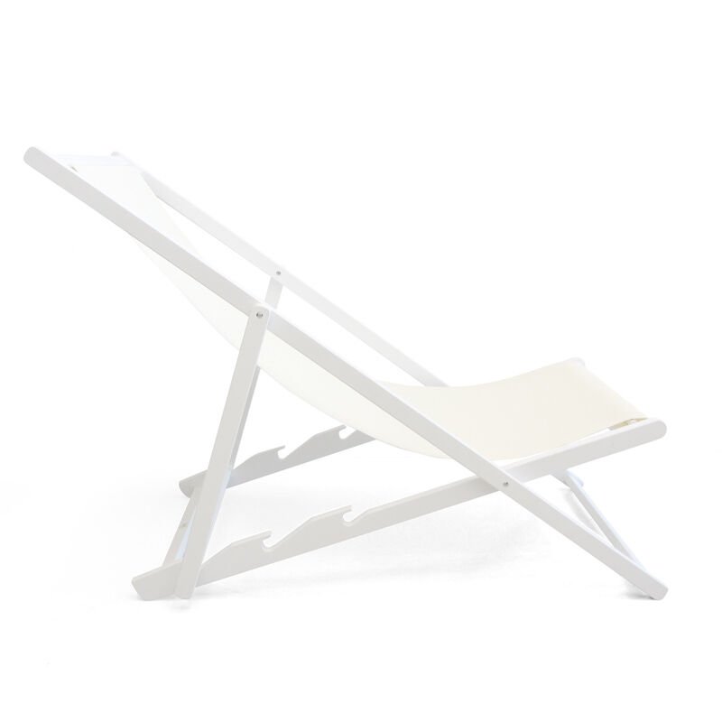 Ron Chillong Ahşap Şezlong Beyaz