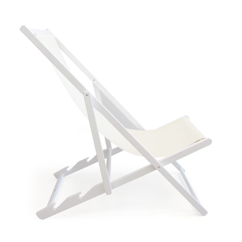 Ron Chillong Ahşap Şezlong Beyaz
