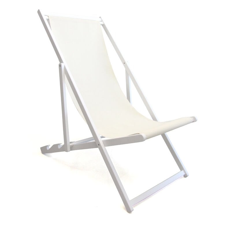 Ron Chillong Ahşap Şezlong Beyaz