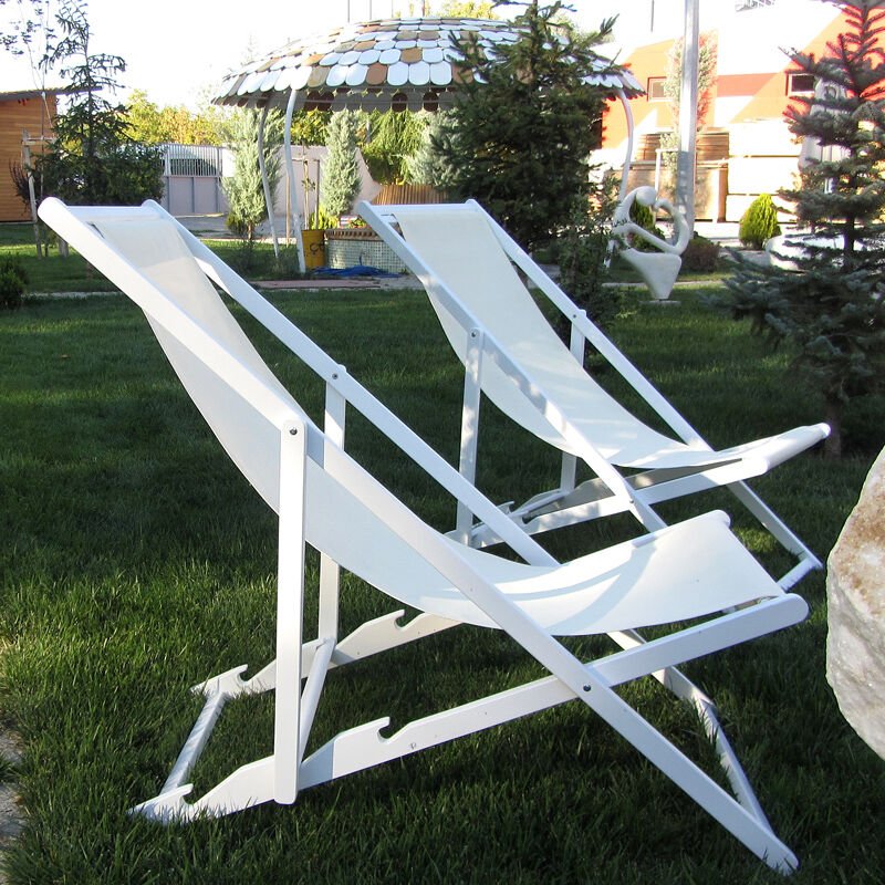 Ron Chillong Ahşap Şezlong Beyaz