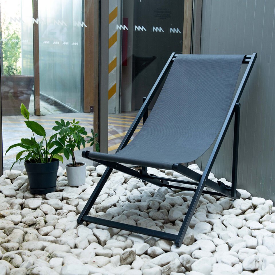 Ron Chillong Ahşap Şezlong Antrasit